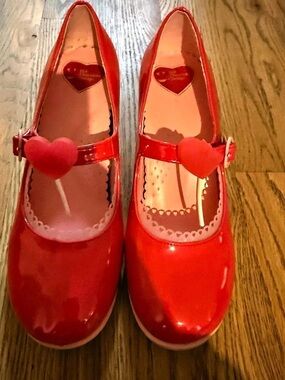 Hot Chocolate Design Lolita Red Heart Mary Jane Heels Size 40 US 10